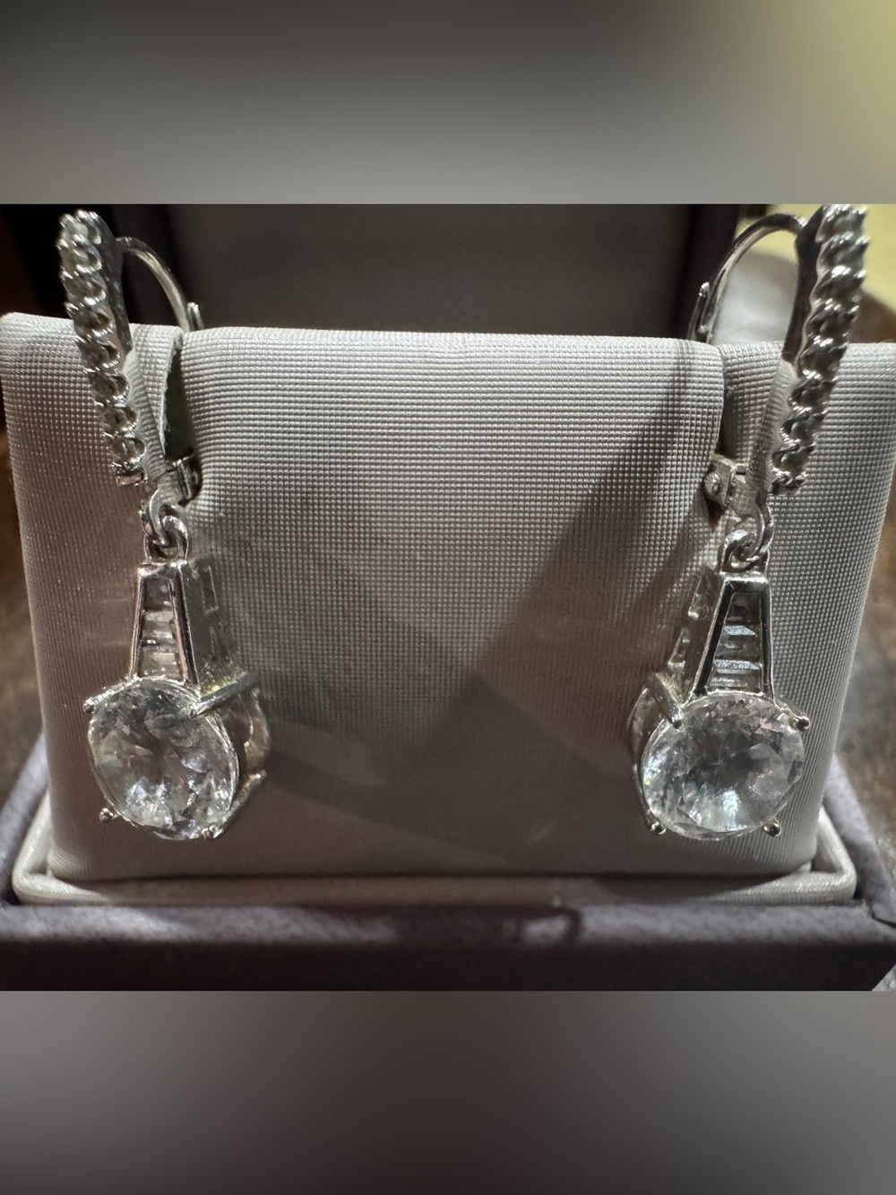 Silver tone Clear Stone look   Drop Earrings Women Jewelry